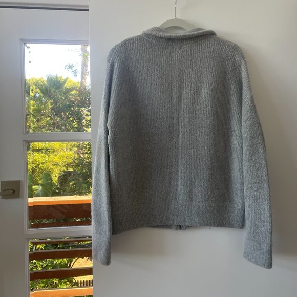 MKT Studio Grey Knit Zip Up‎ Cardigan Sweater, Size Large - Picture 2 of 4